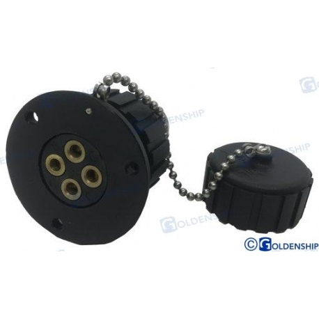 TOMADA ESTANQUE NYLON 3 AMP C/ TAMPA CONECTOR. 4 P