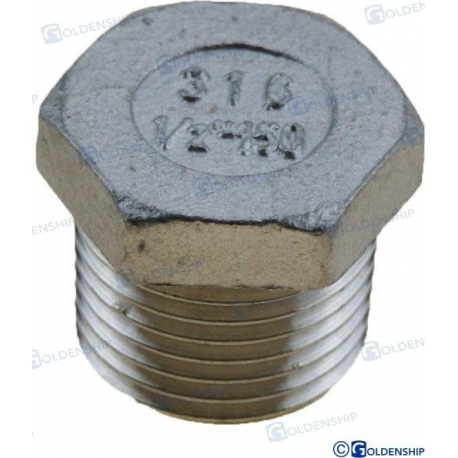 TAMPA/CONECTOR MACHO DE AÇO INOX 1/2