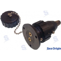 TOMADA ESTANQUE NYLON 3 AMP C/ TAMPA CONECTOR. 2 P