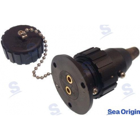 TOMADA ESTANQUE NYLON 3 AMP C/ TAMPA CONECTOR. 2 P