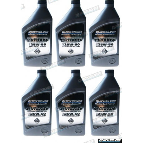 ÓLEO MOTOR 25W50 4-6CIL QUICKSILVER 1L (6 UN.)
